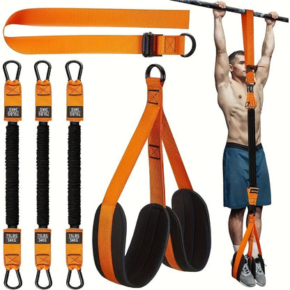 5pcs Heavy-Duty Latex Pull-Up Assist Band Set, Adjustable Resistance Bands with Knee and Foot Support, 102.06KG Weight Capacity for Strength Training