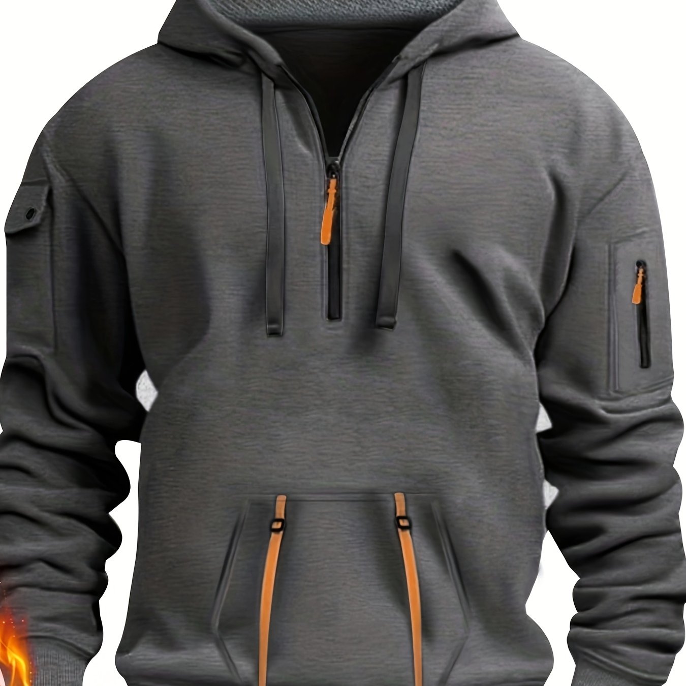Men's Casual Sweatshirt with Multiple Zippers and Arm Pockets 2024 Cross-border Spring/Autumn Hoodie Large Size