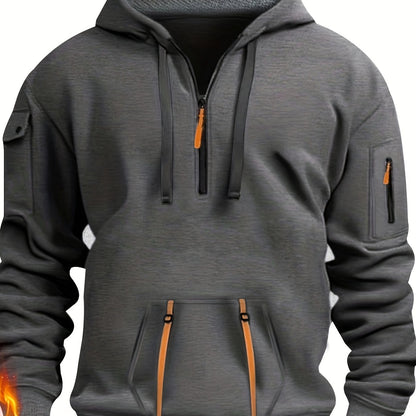 Men's Casual Sweatshirt with Multiple Zippers and Arm Pockets 2024 Cross-border Spring/Autumn Hoodie Large Size