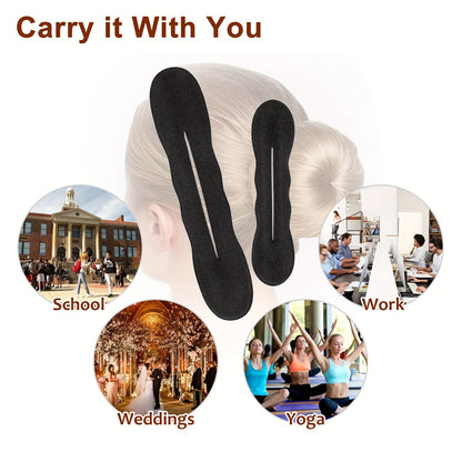 4pcs Black Magic Hair Bun Maker, Foam Sponge Bun Twist Shaper, DIY Hair Donuts Chignon, Hair Disk Ponytail Bun Maker