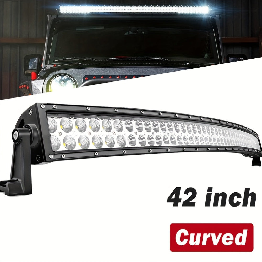 106.68 cm Curved LED Light Bar, Ultra Bright Combo Beam Driving Lights, Off-Road LED Work Lights, 12-24V High Luminance Over 3000 Lumens, with No Battery, for Trucks, Pickups, SUVs, ATVs, UTVs, Boats, 4x4s, Vans, Motor Vehicl