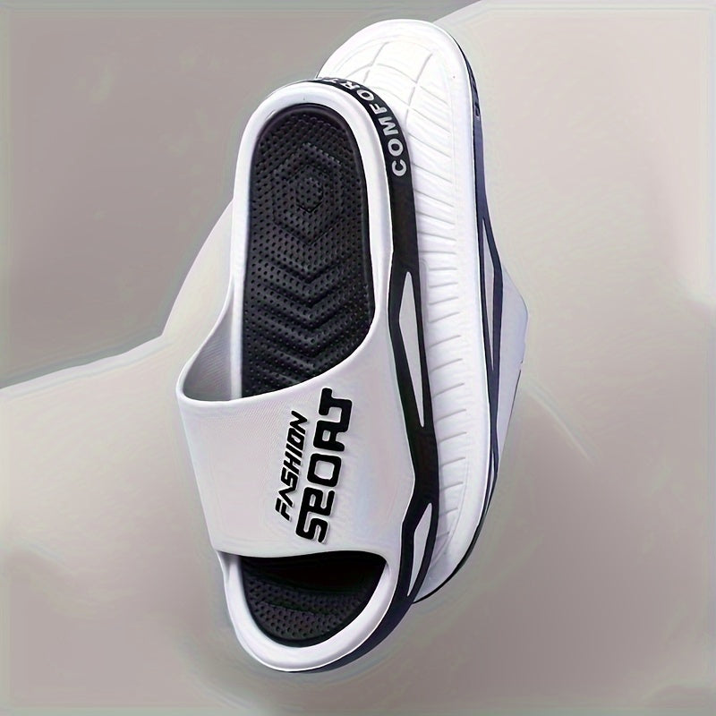 Fashion Mens Sport Slides - Sport Sandals & Slides With Anti-Slip Sole - Trendy Men'S Alphabet Design Slippers - Ideal For Spring And Summer Beach