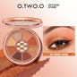 O.TWO.O Velvet Smooth Eyeshadow Palette - 9 Vibrant Colors, Matte & Shimmer Finish, Long-Lasting High Pigment Makeup with Rose Golden Compact, Perfect for Valentine’s Day or Everyday Glam