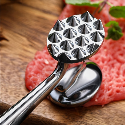 Premium Stainless Steel Meat Tenderizer Mallet with Non-Slip Handle - Dual Nail Design for Effortless Tenderizing of Steak, Chicken & Fish - Essential Kitchen Tool