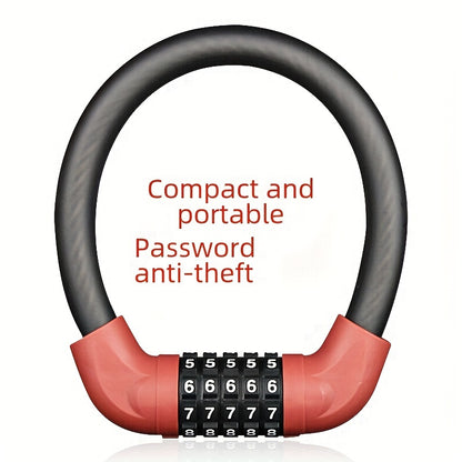 Bicycle Lock With Five-digit Password For Anti-theft, Electric Bike Lock With Steel Cable And Wire