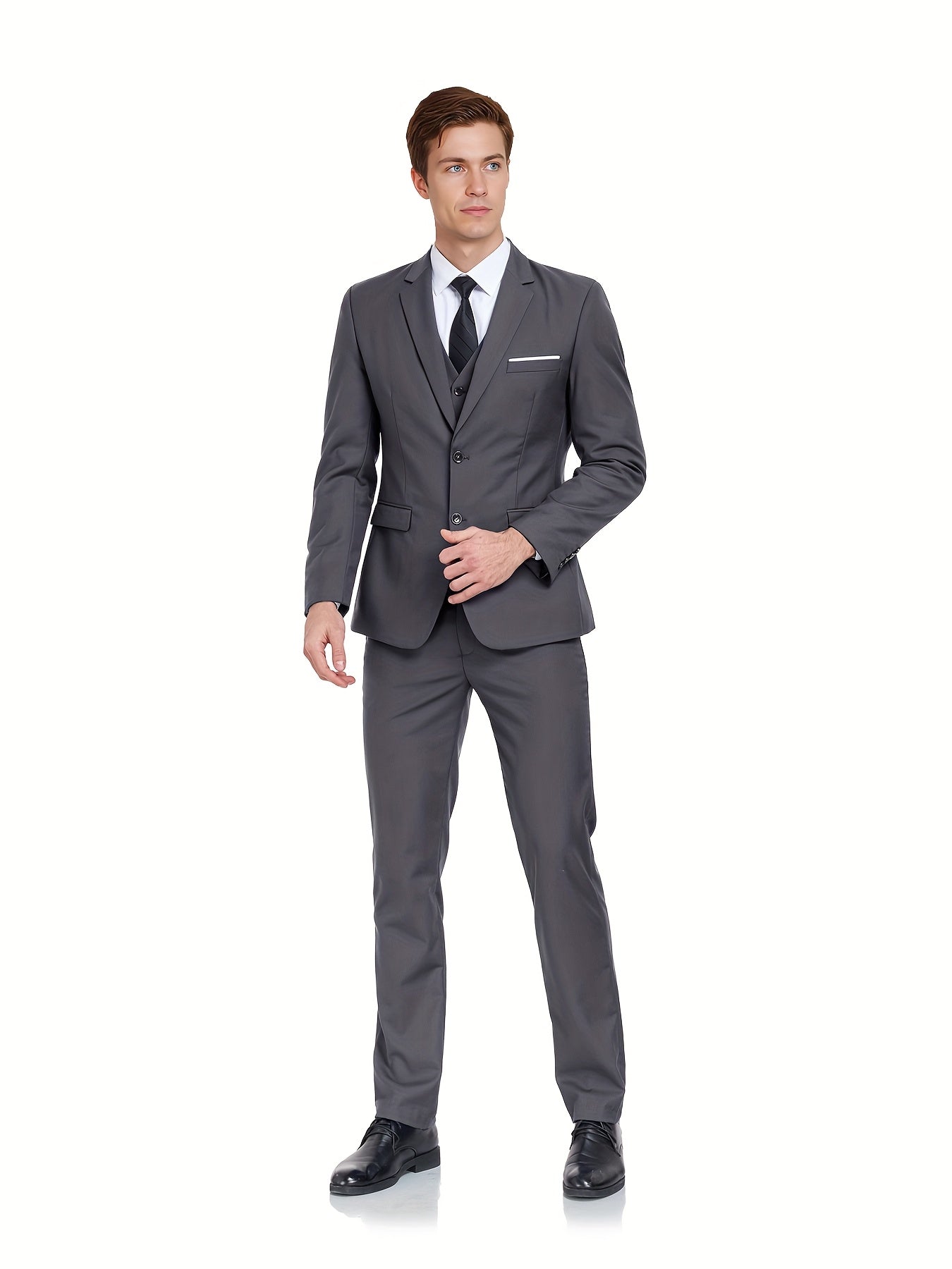Men's Suits Set 3pcs Business Work Banquet Performance Travel Holiday Vacation Daily Birthday Gift Dress Tuxedo Jacket Coat Blazer Vest Pants Suit Set for Men Size XS-XXXL Wedding Season