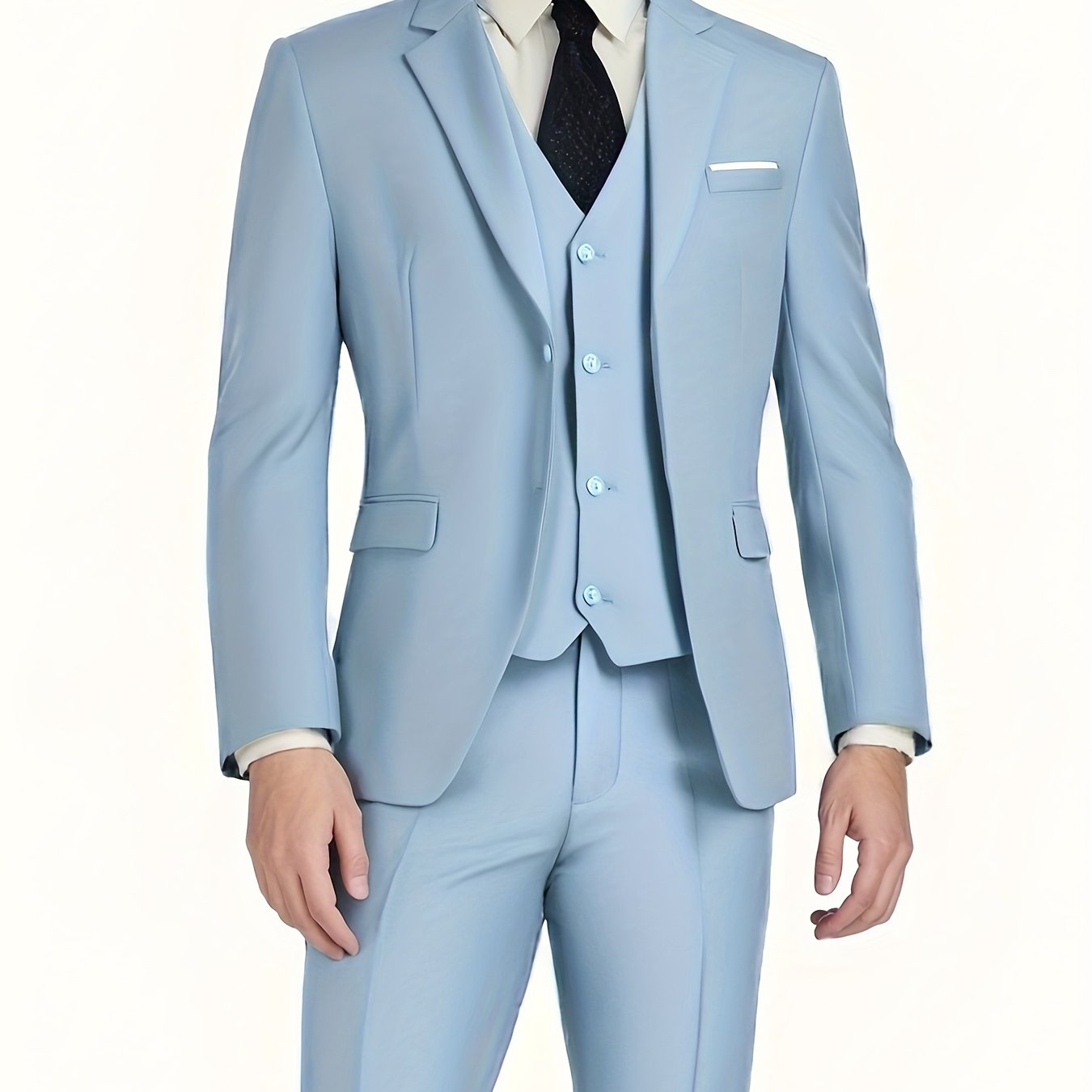 Pyiuhs Men's Suit 3pcs Wedding Party Suits 2 Buttons Slim Fit Tuxedo Set for Men Prom Casual Business for Man Jacket Blazer Vest Pant