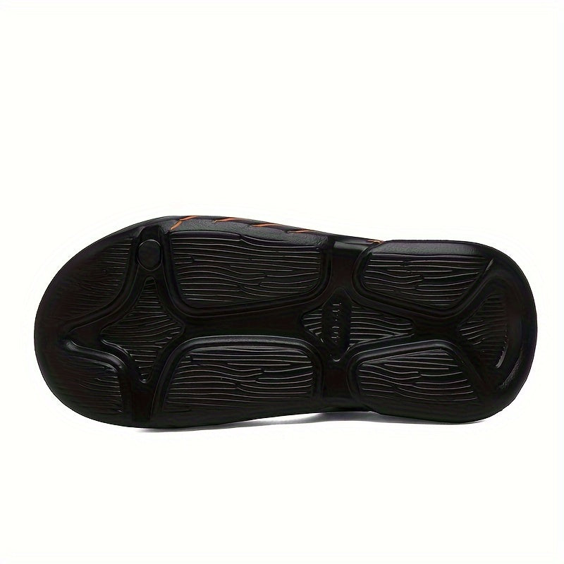 Plus Size Men'S Stylish Color Block Open Toe Breathable Chunky Slippers, Comfy Non Slip Durable Anti Odor EVA Slides, Men'S Daily Footwear