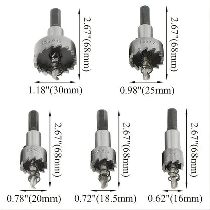 5-Piece Heavy-Duty Hole Saw Drill Bit Set - Perfect For Stainless Steel, Aluminum, Plastic & Wood!