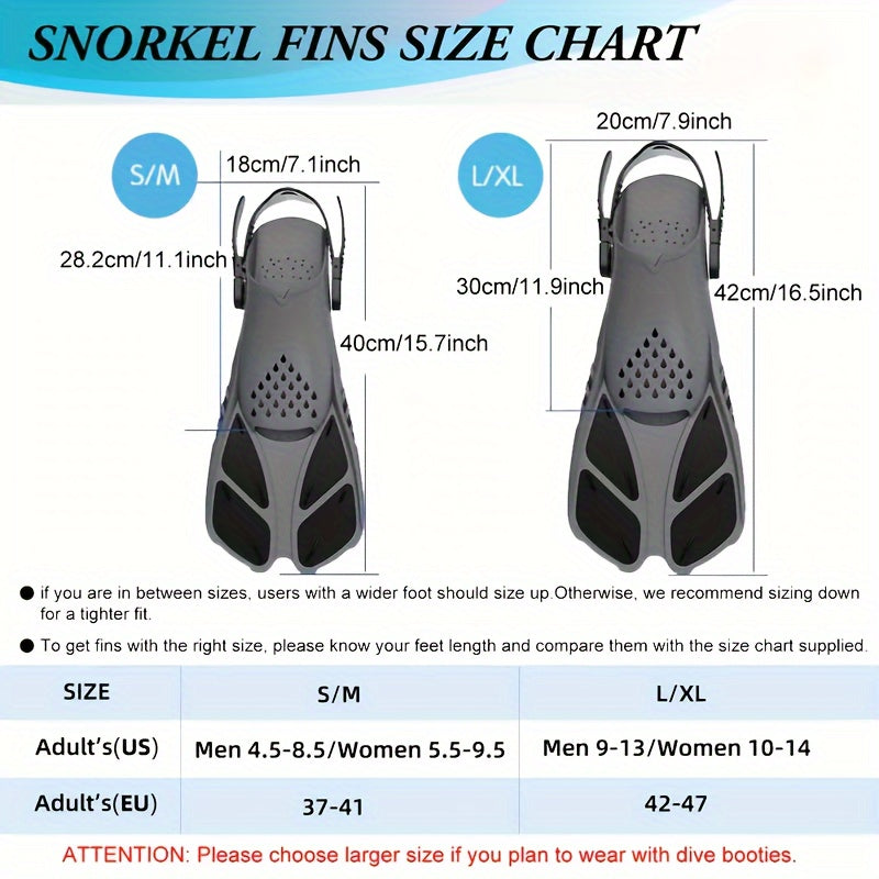 [Popular Choice] Qingsong Adjustable Snorkeling Fins with Buckles, Open Heel Design, Short Travel Swim Fins for Adults - Men and Women, Black