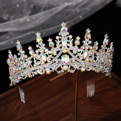 1pc Golden Metal Zinc Alloy Rhinestones Crown Party Queen Hair Decoration, Elegant Crystal Princess Crown Bride Wedding Tiara for Women, ideal choice for gifts