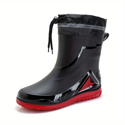 Men's Solid PVC Rain Boots, Slip On Non-slip Durable Waterproof Comfy Rain Shoes For Outdoor Working Fishing wellies