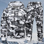 Men'S Camo Hooded Sweatshirt and Pants Set, Casual Outdoor Polyester 100% Full Body Suit, Long Sleeve Pullovers with Drawstring, Regular Fit, 3D Printing, Knit Fabric, Slight Stretch, for Hiking, Camping, Hunting, Running, Tr