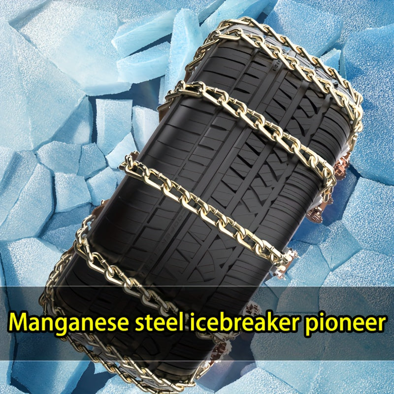 2/8pcs Universal Car Tire Traction Chains, Easy Install Anti-Slip Steel Snow Chains For Emergency Rescue