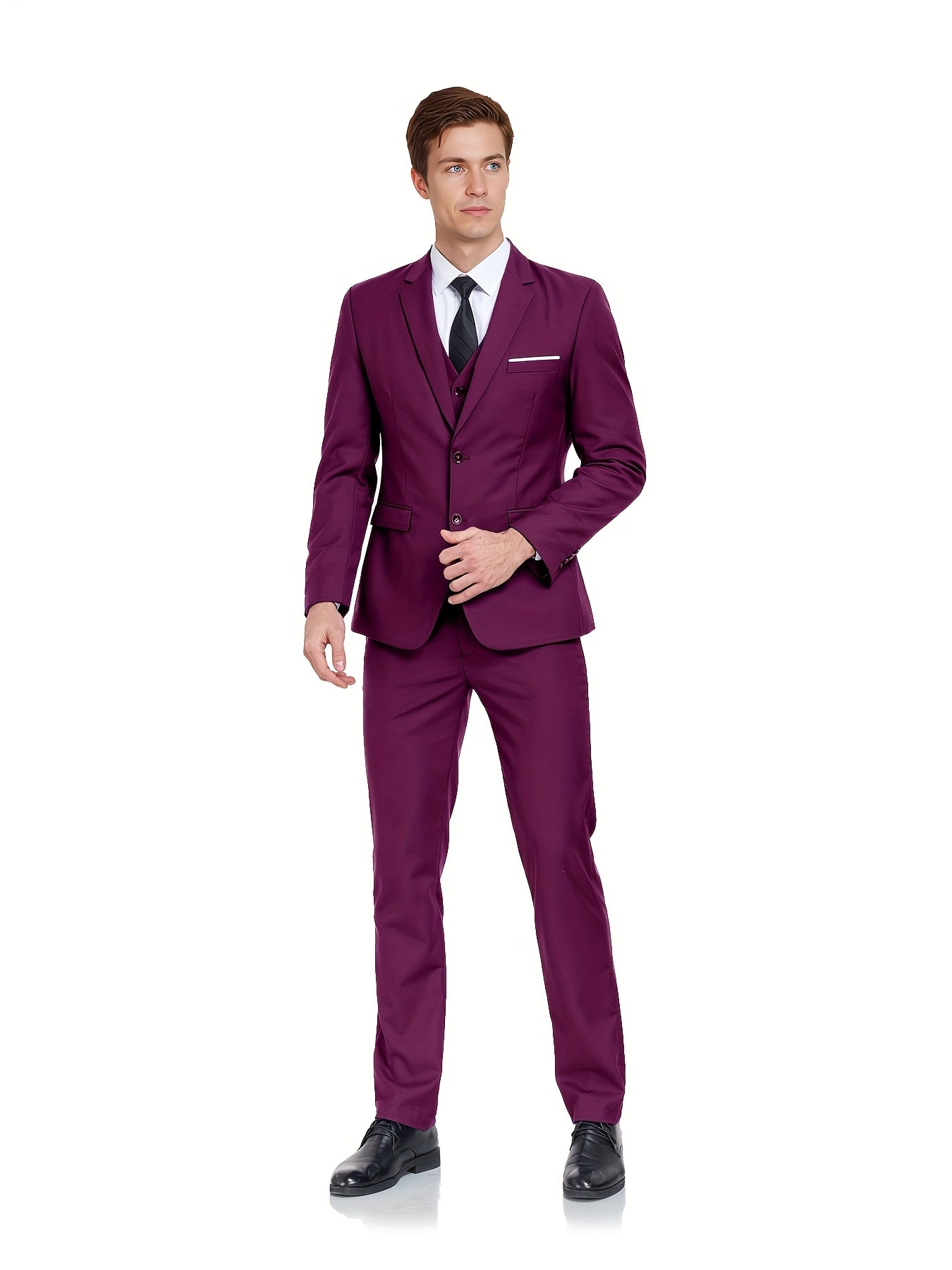 Men's Suits Set 3pcs Business Work Banquet Performance Travel Holiday Vacation Daily Birthday Gift Dress Tuxedo Jacket Coat Blazer Vest Pants Suit Set for Men Size XS-XXXL Wedding Season
