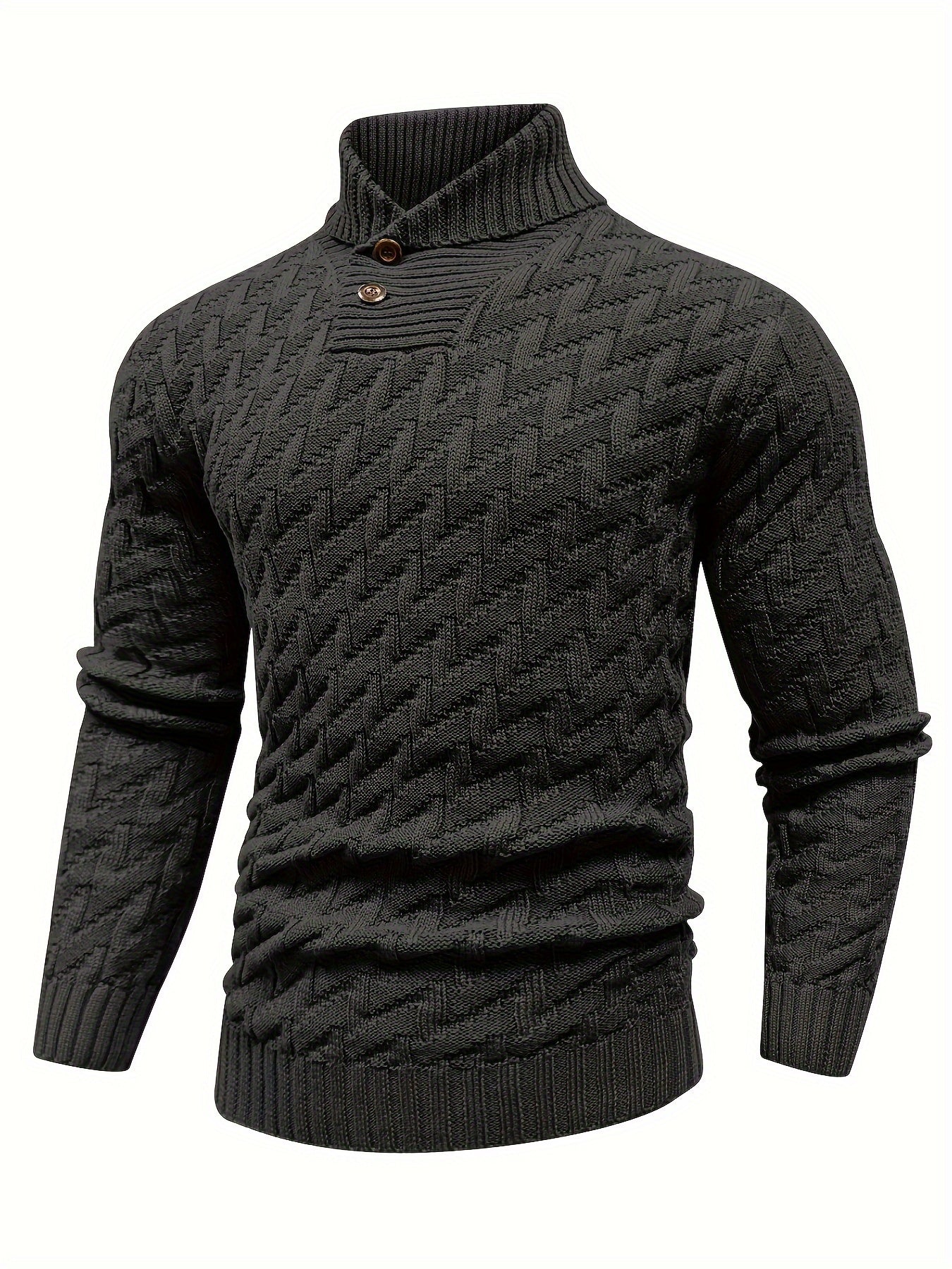 Men'S Casual Commuting Fashion Solid Texture Warm Lapel Sweater