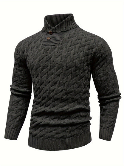 Men'S Casual Commuting Fashion Solid Texture Warm Lapel Sweater
