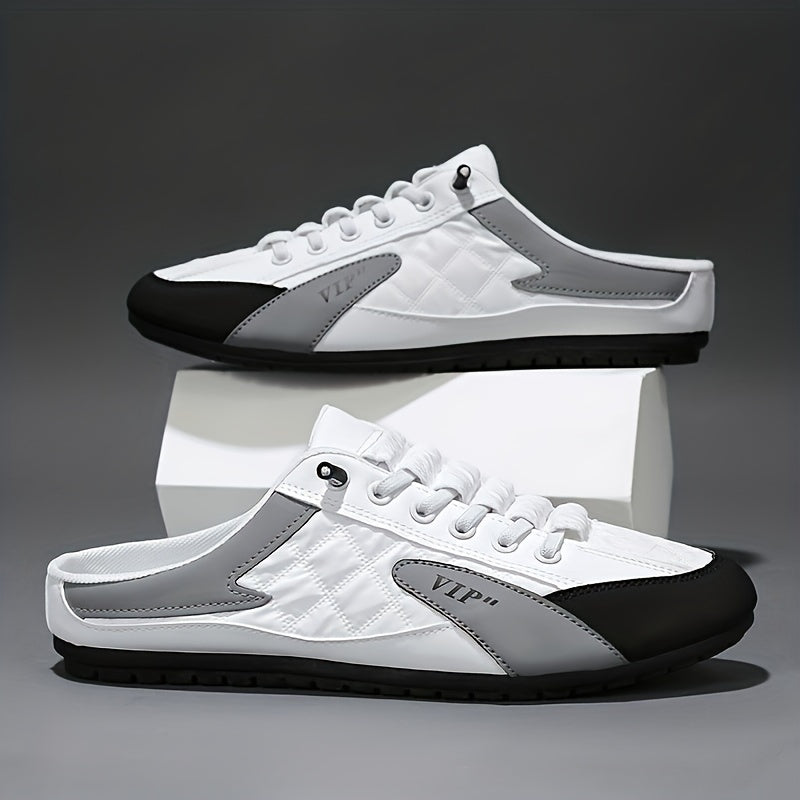 Men's Trendy Color Block Hollow Out Mule Shoes, Comfy Non Slip Casual Durable & Breathable Slippers, Men's Outdoor Footwear