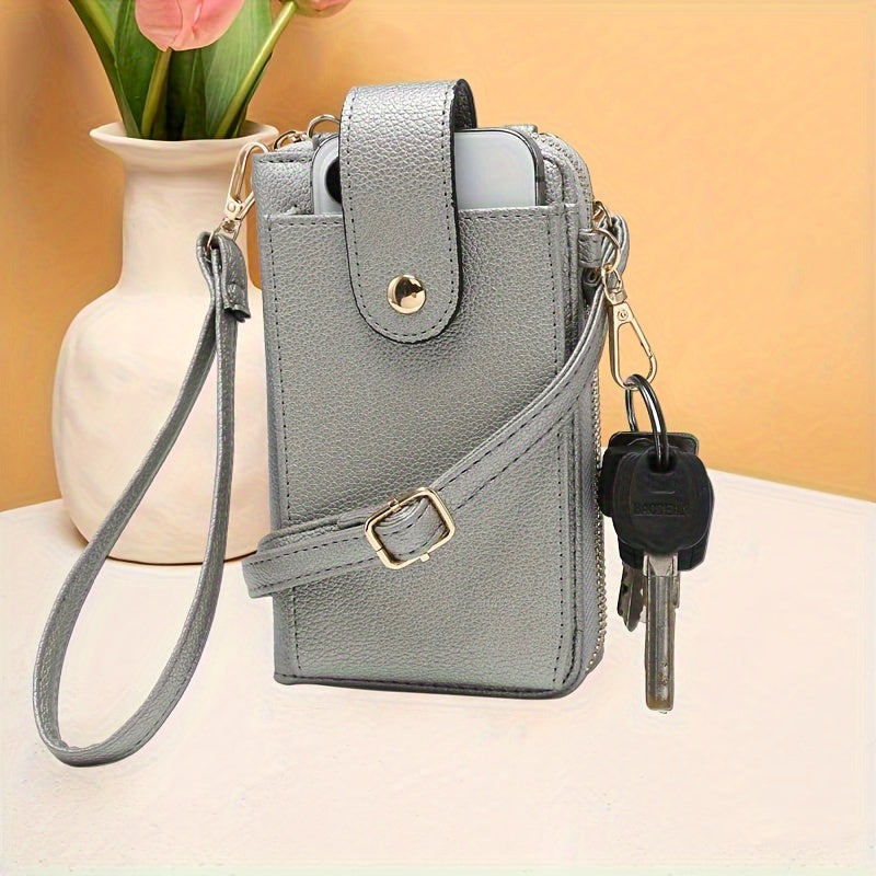 RAGSTO Women's Compact Crossbody Phone Wallet - Chic Mini Shoulder Bag with Adjustable Strap, Multiple Credit Card Slots & Zipper Closure, Black & Brown Geometric Pattern, Perfect Valentine's Day Gift for Her, Casual Crossbod