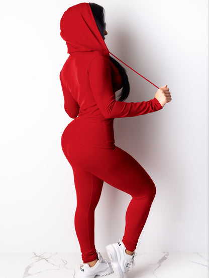 Women Two Piece Outfits Workout Sets Bodycon Tracksuit Long Sleeve Zip Up Hoodie Jacket Jogger Matching Sweat Pants Set