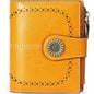 Women's Genuine Leather Short Wallet Card Holder, RFID Anti-theft Brush Coin Bag, Large Capacity Women's Credit Card Wallet with 18 Card Slots, 1 Coin Bag and 2 Cash Slots, Safely Store Cards and Cash, Fashionable and Elegant