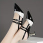 Chic Womens Contrast Color High Heel Pumps - Pointed Toe, Buckle Accent, Timeless Elegance for Glamorous Dress-up - Fashion-Forward Heels