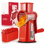 SUSTEAS Rotary Cheese Grater With Handle - Vegetable Shredder With 5 Well-designed Blades & Strong Suction Base, Round Mandoline Slicer & Food Chopper For Kitchen, With Blade Storage Box