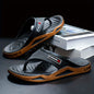 Men's Stylish Flip-Flops - Comfortable PVC Material, Non-Slip Sole, Arch Support Strap, Perfect for Beach & Casual Wear (Black/White/Beige), Beach Accessories