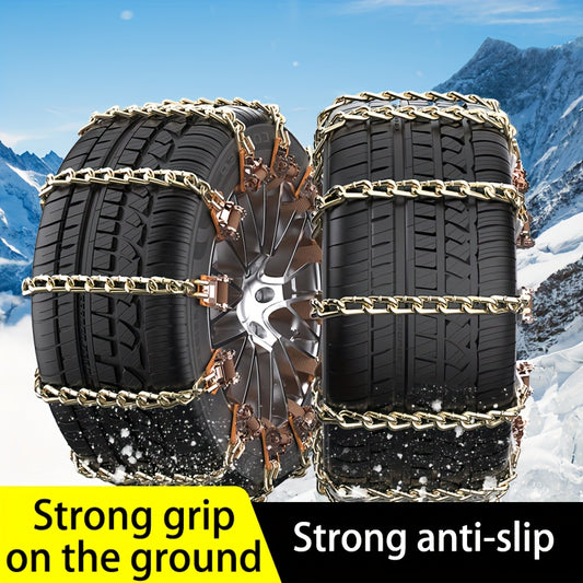 2/8pcs Universal Car Tire Traction Chains, Easy Install Anti-Slip Steel Snow Chains For Emergency Rescue