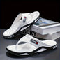 Men's Stylish Flip-Flops - Comfortable PVC Material, Non-Slip Sole, Arch Support Strap, Perfect for Beach & Casual Wear (Black/White/Beige), Beach Accessories