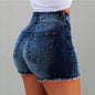 [Summer Wardrobe] Women's High-Waist Black Denim Shorts with Fringe Detail - Stylish Slimming Summer Essential, Look, Raw Hem, Casual Hot Pants for Spring/Summer