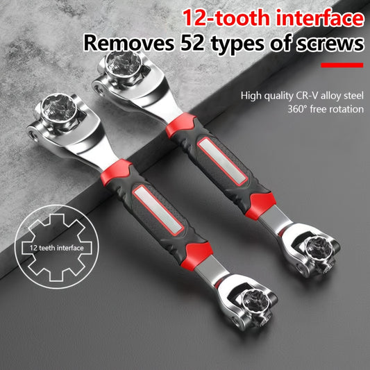 52-in-1 Multi-Functional Socket Wrench Set - 8-19mm Non-Slip Handle & Rotating Bone Design - Universal Wrench