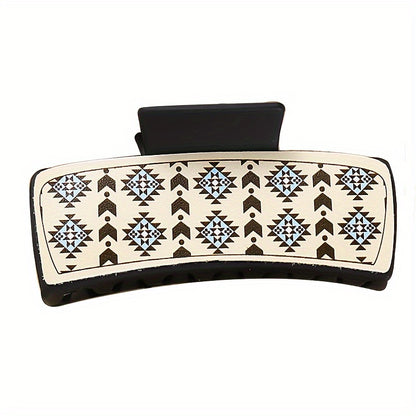 4pcs Oblong Claw Hair Clips, Western Cowboy Printed Hair Grab Clip, Elegant Minimalist Style Design for Daily Use, Trendy Fashionable Hair Accessories, Gifts for Her