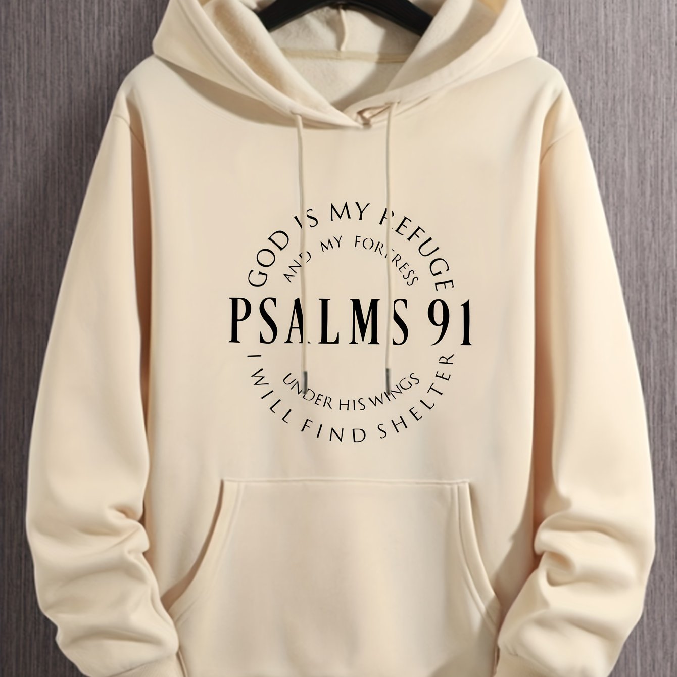 Stylish Psalms 91 Graphic Hoodie - Soft, Comfy, Loose Fit with Kangaroo Pocket, Drawstring, and Trendy Design - Autumn Winter Essential for Men