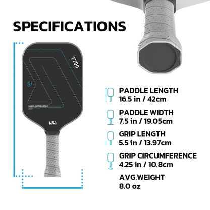 1pc T700 Carbon Fiber Pickleball Paddle, 16mm High-Friction Cloth Pattern Racket, Cold Pressed, Breathable & Comfortable Grip, Unisex-Adults, USA Approved