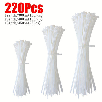 Black/White Cable Zip Ties, 18.14 KG Tensile Strength, Self-Locking Nylon Cord Ties, Indoor/Outdoor Use