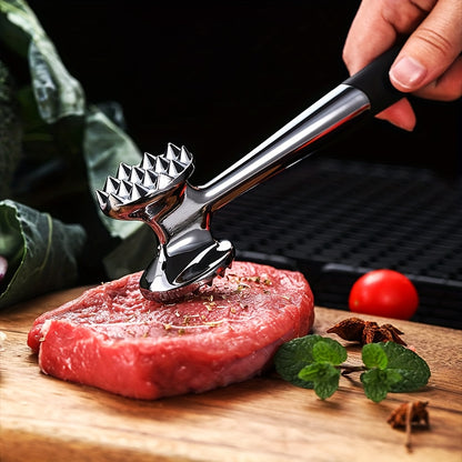 Premium Stainless Steel Meat Tenderizer Mallet with Non-Slip Handle - Dual Nail Design for Effortless Tenderizing of Steak, Chicken & Fish - Essential Kitchen Tool