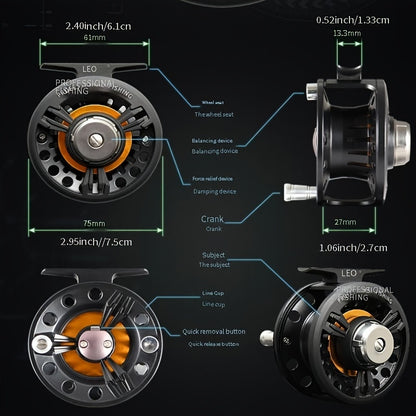 Metal Fly Fishing Reel, Metal Raft Wheel, Front Drag, Quick Line Removal, Suitable For Freshwater Saltwater Fishing