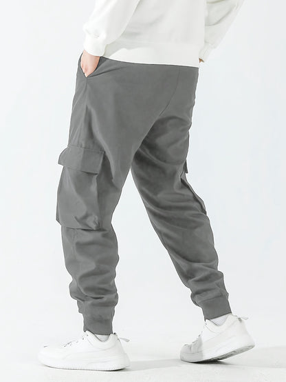 Street Style Men's Casual Non Stretch Footed Cargo Pants With Drawstring For Casual Daily Wear, Spring And Fall