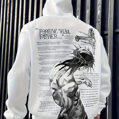 Men'S Fleece Hoodie Letter Print Kangaroo Pocket Drawstring Print Hoodie