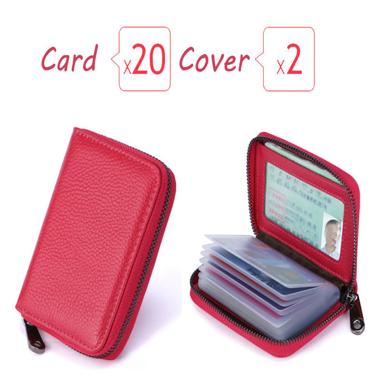 1pc, Stylish Large Capacity Multi-Slot Card Holder – Unisex Synthetic Leather Wallet with Detachable ID Window, Anti-Theft Zipper Closure, Compact Design in Black, Blue, Pink, Purple & More, Perfect Gift for Professionals,