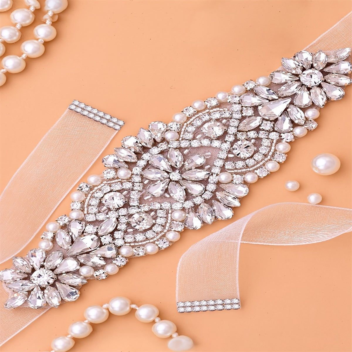 Rhinestone Bridal Belt Wedding Dress Waist Chain Sash Faux Pearl Beaded Belt Handcrafted Wedding Accessories For Bridesmaid