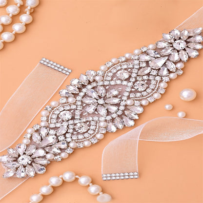 Rhinestone Bridal Belt Wedding Dress Waist Chain Sash Faux Pearl Beaded Belt Handcrafted Wedding Accessories For Bridesmaid