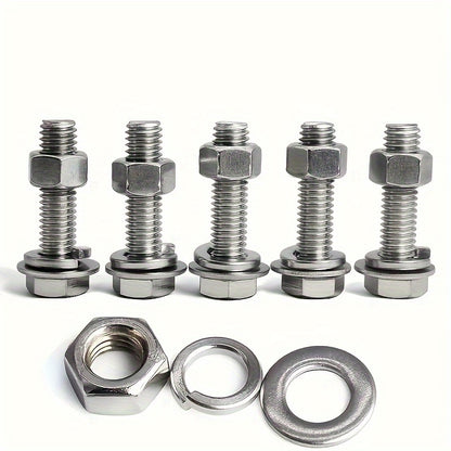 [Customer Favorite] 240pcs Stainless Steel Hex Bolt & Nut Set - Durable, Corrosion-Resistant with M4/M5 Sizes, Washers Included for Versatile Use