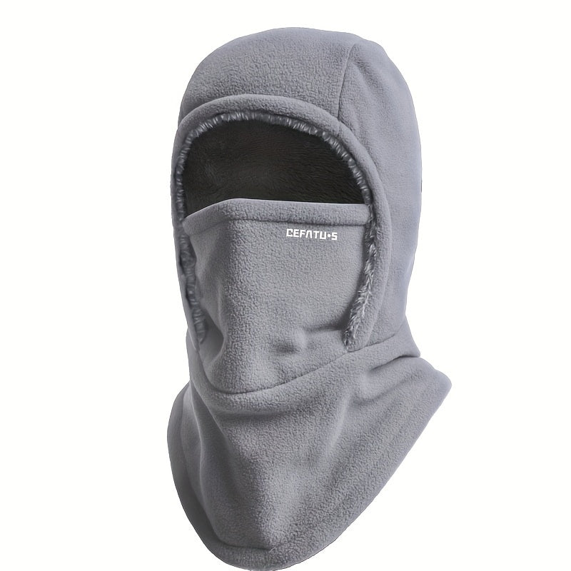 1pc DEFATU·S Winter Balaclava Knit Fabric Hood, Thickened Windproof Face Cover with Ear Protection, Unisex, Machine Washable, for Cycling, Running, Skiing, Fishing, Outdoor Sports, Thanksgiving, Christmas, New Year