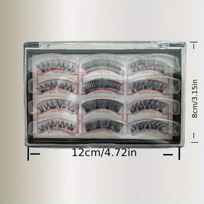 3 Styles of Magnetic False Eyelashes, 12pcs, Tweezers + Brush, Magnetic False Eyelashes Natural Set for Beginners