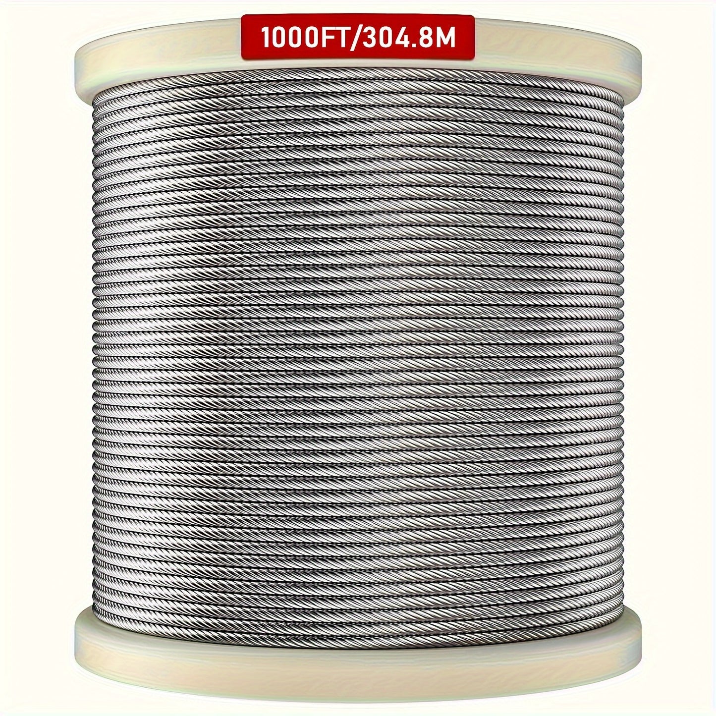 1000ft T316 Stainless Steel 1/8" Wire Rope, Marine Grade Cable for Deck Railing, 7x7 Strand Outdoor Cable Railings, Weather-Resistant Aircraft Cable for DIY Balustrade, Garden & Yard