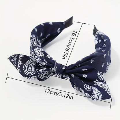 4PCS For A Set, Women's Multi-color Cashew Flower Fabric Bow Wide Edge Hair Accessories Headband, Fashionable Bosimi Style, Suitable For Daily Use