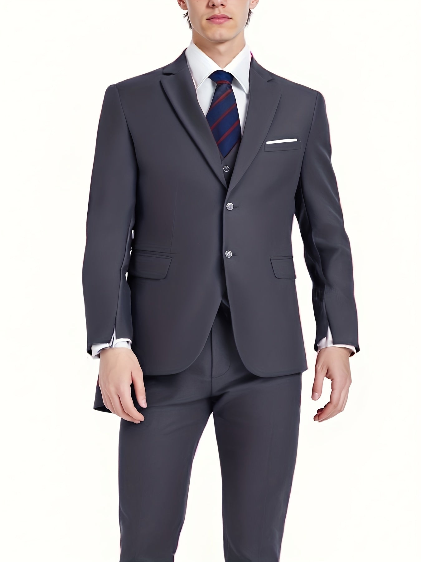 Pyiuhs Men's Suit 3pcs Wedding Party Suits 2 Buttons Slim Fit Tuxedo Set for Men Prom Casual Business for Man Jacket Blazer Vest Pant