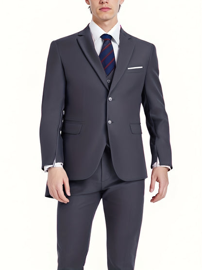 Pyiuhs Men's Suit 3pcs Wedding Party Suits 2 Buttons Slim Fit Tuxedo Set for Men Prom Casual Business for Man Jacket Blazer Vest Pant